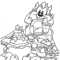 Desenho de Taz comendo doces para colorir