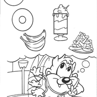 Desenho de Taz baby pensando em comida para colorir