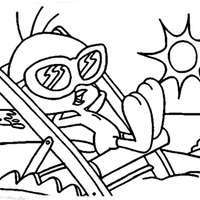 Desenho de Piu Piu tomando sol na praia para colorir