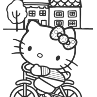 Desenho de Bicicleta da Hello Kitty para colorir