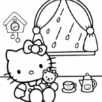 Desenho de Casinha da Hello Kitty para colorir