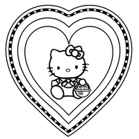 Desenho de Coração de Hello Kitty para colorir