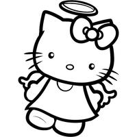 Desenho de Hello Kitty anjinho com coroa para colorir