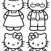 Desenho de Família de Hello Kitty para colorir