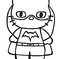 Desenho de Hello Kitty Batman para colorir