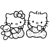Desenho de Hello Kitty e Mimmy bebê para colorir