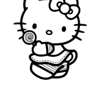 Desenho de Hello Kitty chupando pirulito para colorir