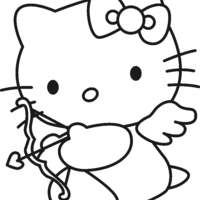Desenho de Hello Kitty cupido para colorir