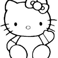 Desenho de Hello Kitty dando oi para colorir