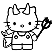 Desenho de Hello Kitty de diabinha para colorir