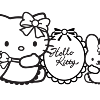Desenho de Hello Kitty e amiga Melody para colorir