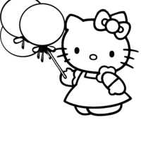 Desenho de Hello Kitty em festa de aniversário para colorir