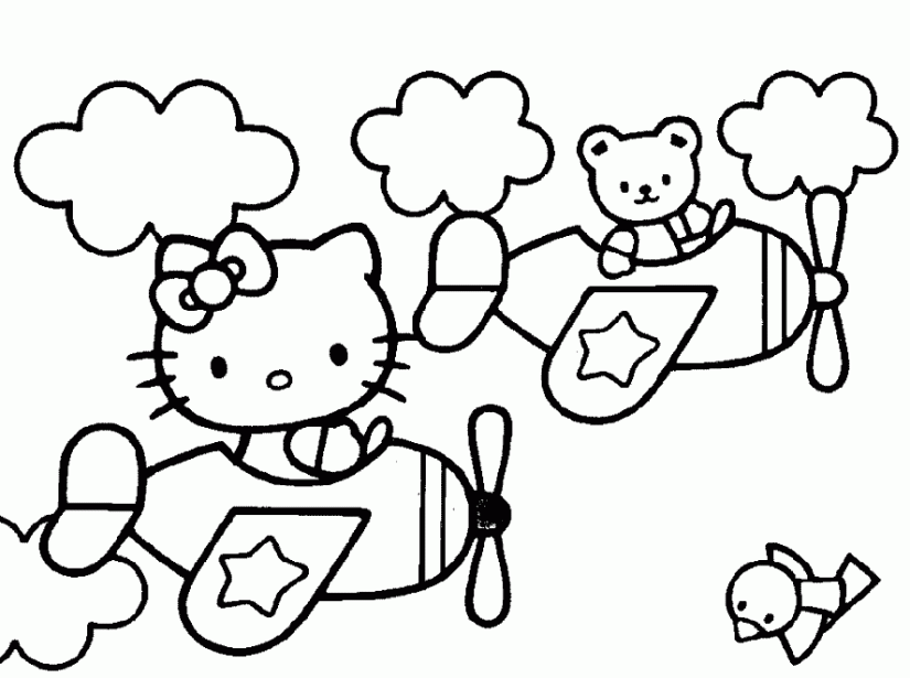 Desenho de Hello Kitty na motoca para colorir - Tudodesenhos