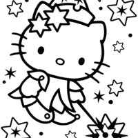 Desenho de Hello Kitty fadinha para colorir