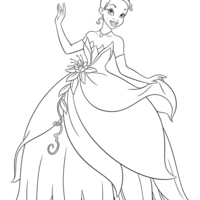 Desenho de Princesa Tiana alegre para colorir