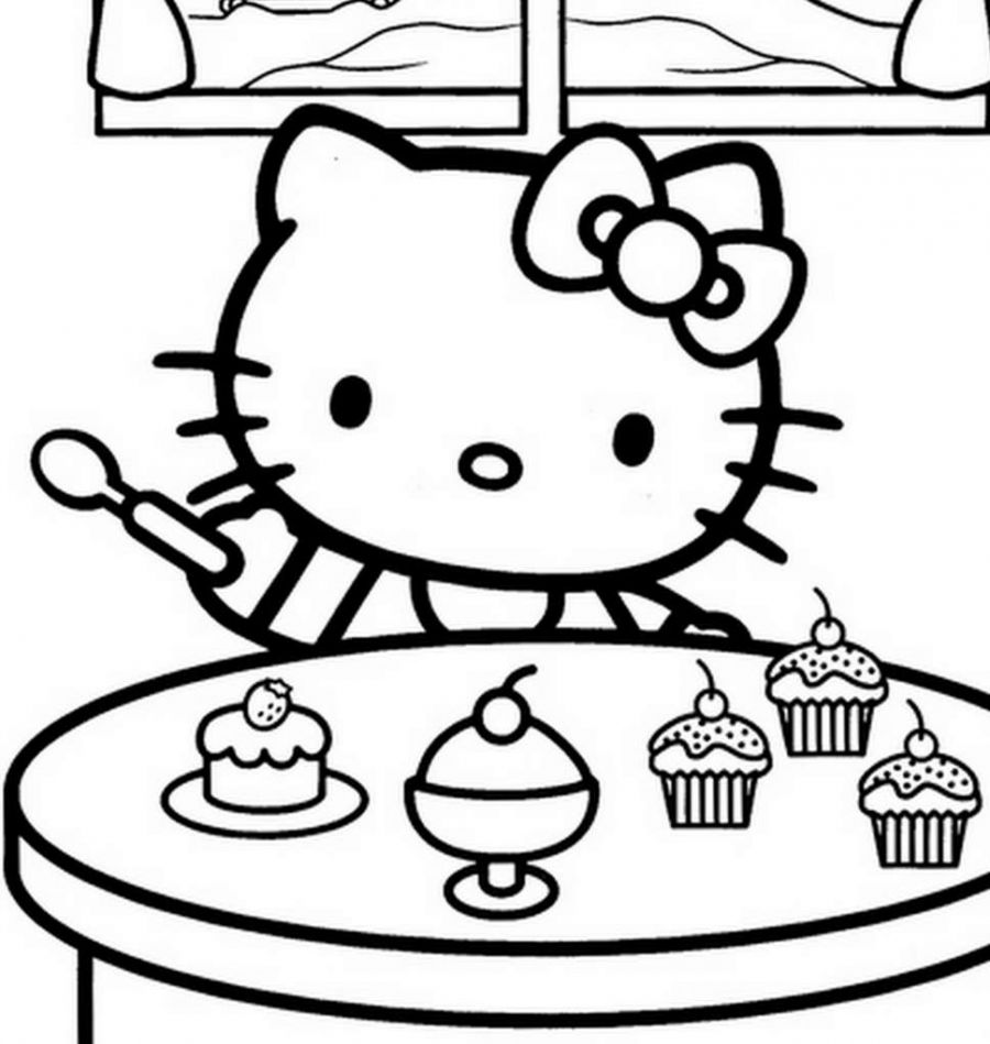 Hello Kitty na Padaria - Desenhos para Colorir - Brinquedos de Papel