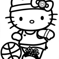 Desenho de Hello Kitty jogando bola para colorir
