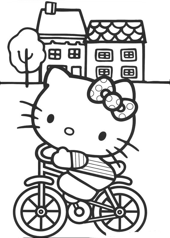 Desenho de Hello Kitty na motoca para colorir - Tudodesenhos