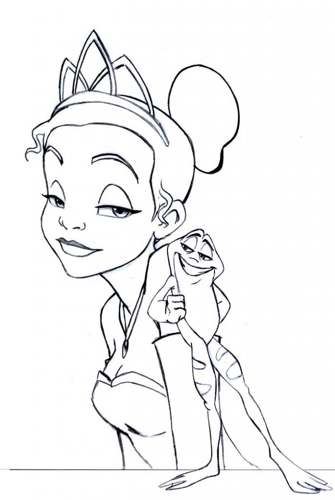 Desenho de Princesa Tiana e o Príncipe Sapo para colorir Tudodesenhos