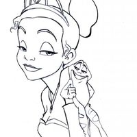 Desenho de Princesa Tiana e o Príncipe Sapo para colorir