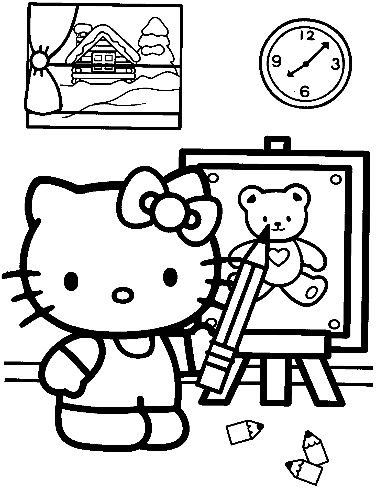 Desenho de Hello Kitty na motoca para colorir - Tudodesenhos