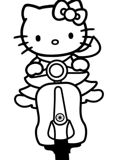 Desenho de Hello Kitty na motoca para colorir - Tudodesenhos