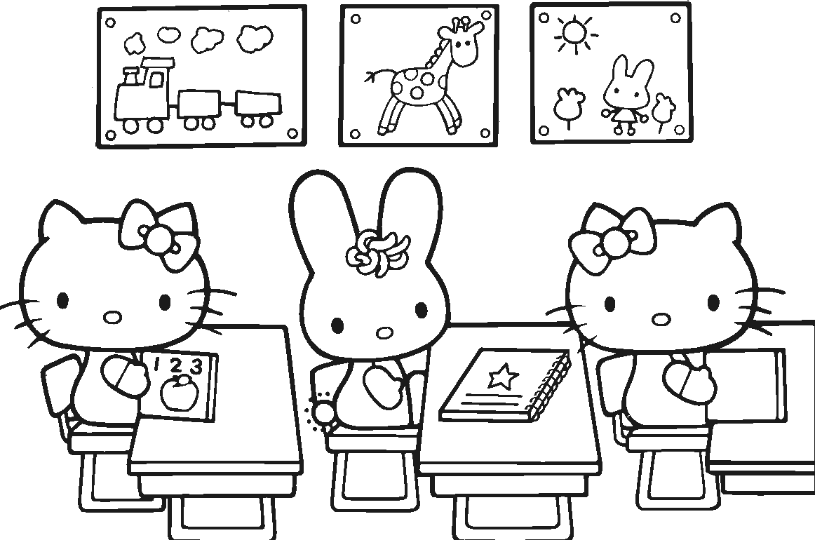 Desenho de Hello Kitty na escola para colorir - Tudodesenhos