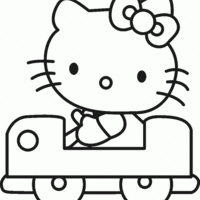 Desenho de Hello Kitty no carrinho para colorir