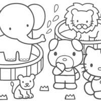 Desenho de Hello Kitty no circo para colorir