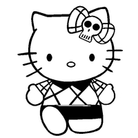 Desenho de Hello Kitty no Dia das Bruxas para colorir