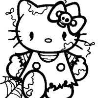 Desenho de Hello Kitty no Halloween para colorir