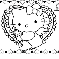 Desenho de Hello Kitty no Dia dos Namorados para colorir