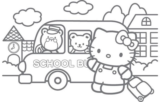 Hello kitty no onibus escolar