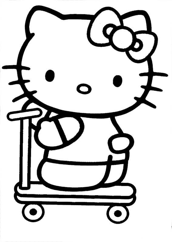 Desenho de Hello Kitty na motoca para colorir - Tudodesenhos