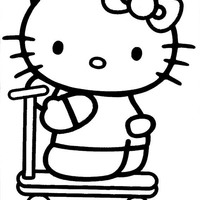 Desenho de Hello Kitty no patinete para colorir