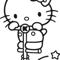 Desenho de Hello Kitty no pula pula para colorir