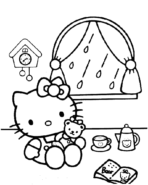 Desenho de Hello Kitty na escola para colorir - Tudodesenhos