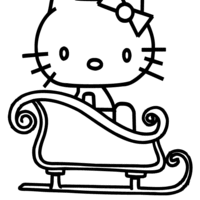 Desenho de Hello Kitty no trenó do Papai Noel para colorir