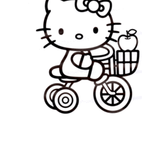 Desenho de Hello Kitty no triciclo para colorir