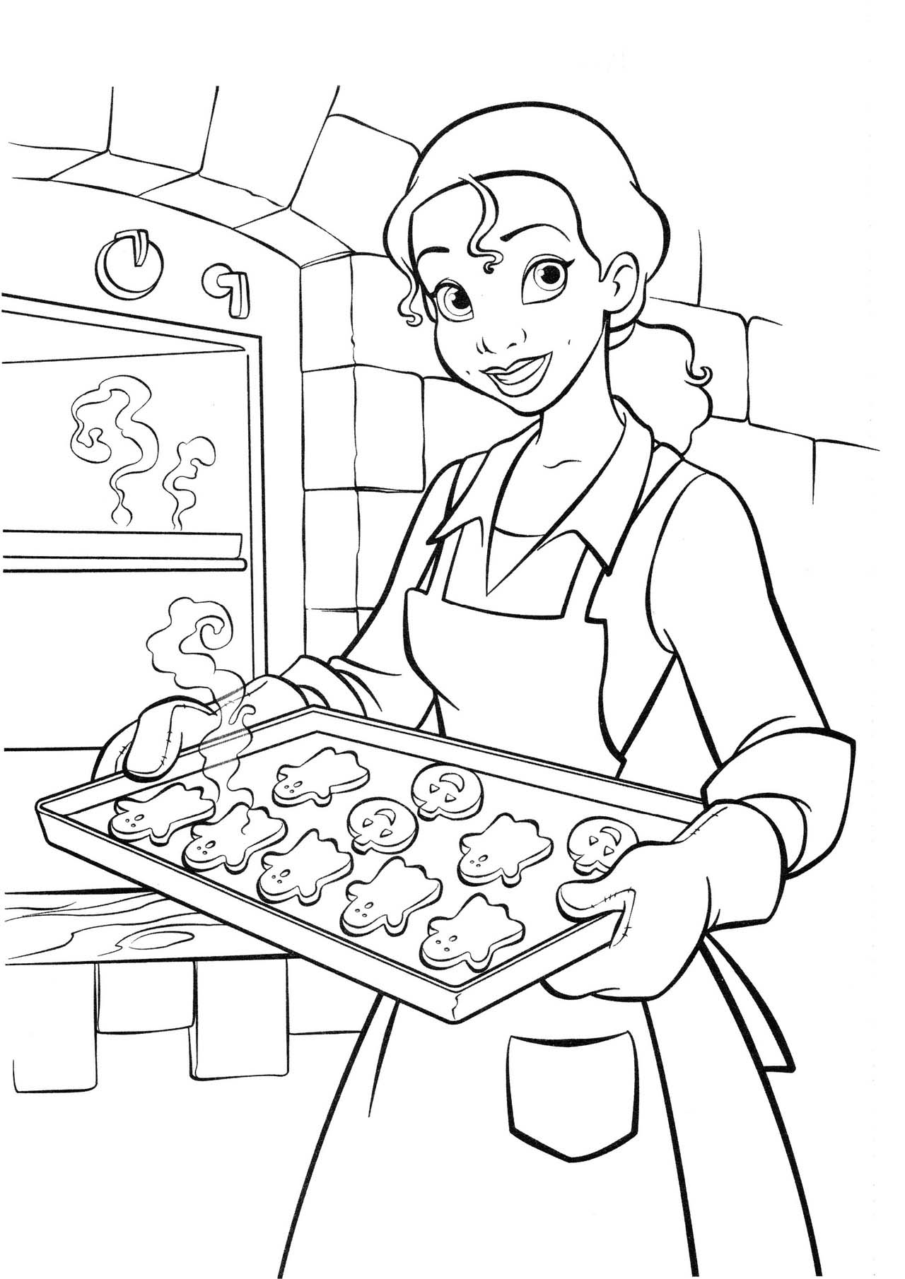 Desenho De Princesa Tiana Cozinhando Para Colorir Tudodesenhos