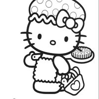 Desenho de Hello Kitty passeando para colorir
