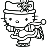 Desenho de Hello Kitty patinando no gelo para colorir