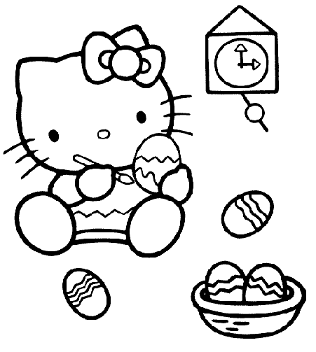 Desenhos para colorir de desenho da hello kitty colorindo ovos de