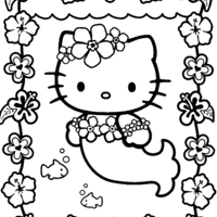 Desenho de Hello Kitty sereia para colorir