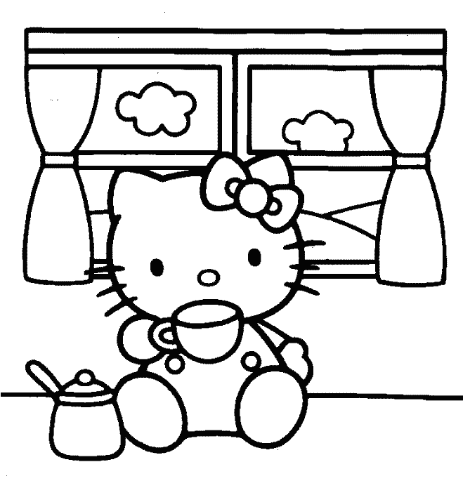 Desenho de Hello Kitty brincando de médico para colorir - Tudodesenhos