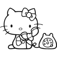 Desenho de Hello Kitty usando telefone para colorir