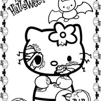 Desenho de Hello Kitty zumbi para colorir