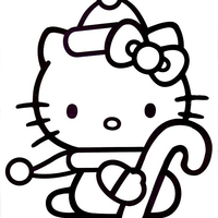 Desenho de Hello Kitty natalino para colorir