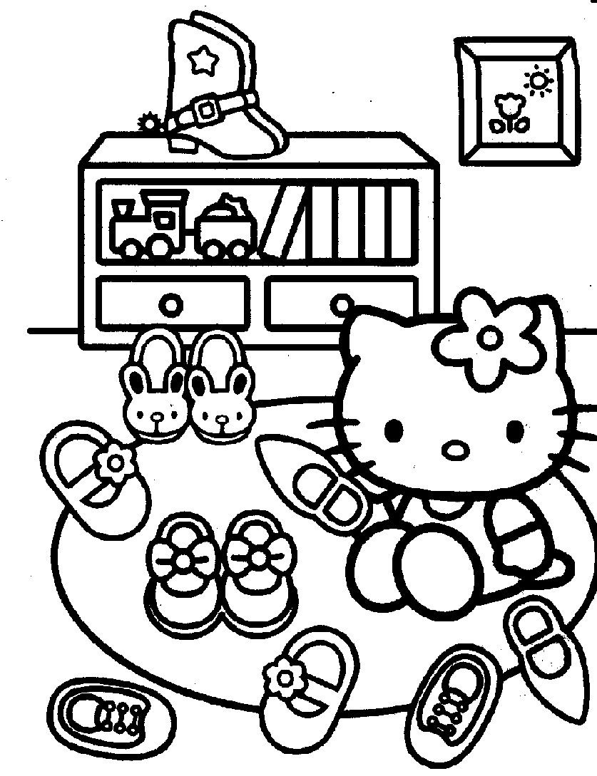 Desenho para pintar da Hello Kitty no seu quarto 