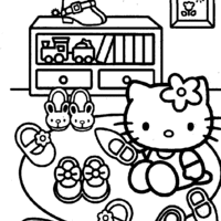 Desenho de Quarto da Hello Kitty para colorir